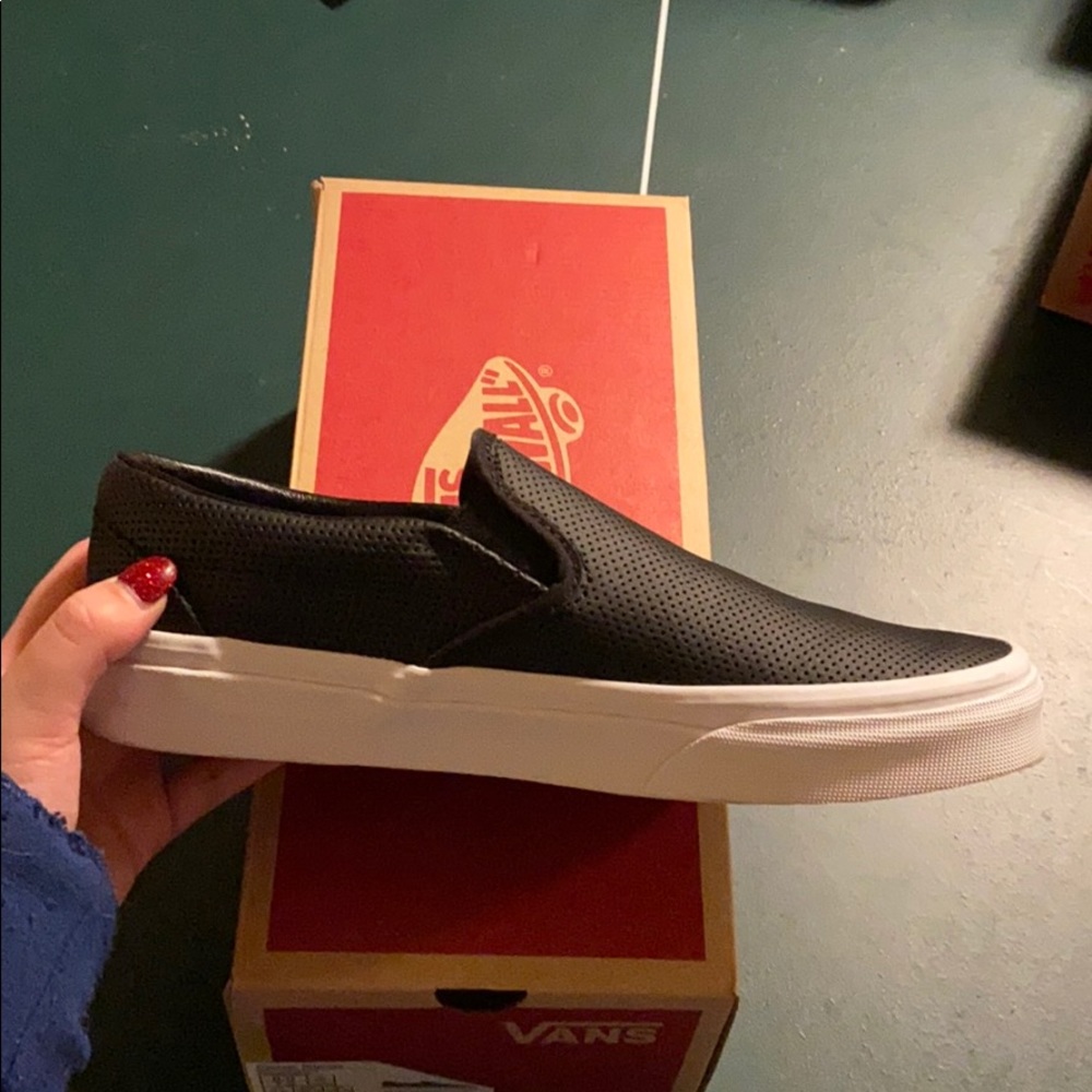 Perf Leather Slip On Vans. Men’s 6 Women’s 7.5